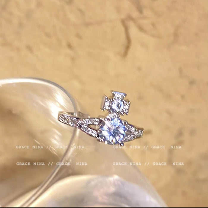 Wholesale Sparkling Diamond Open Adjustable Ring