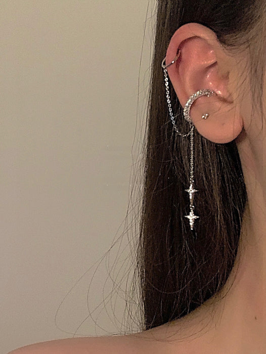 Wholesale Tassel ear clip earrings, bone clip earrings, high-end, niche, light luxury earrings