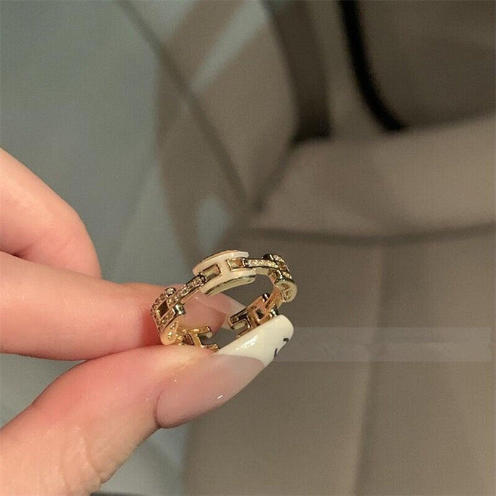 Wholesale Zircon shell letter ring for women