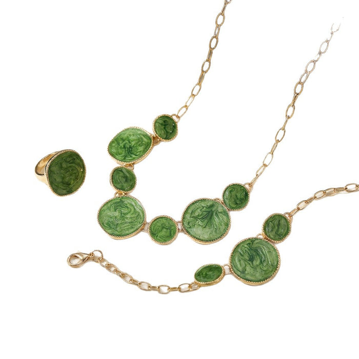 Wholesale Vintage Geometric Circle Necklace Earring Bracelet Set Irregular Jewelry set