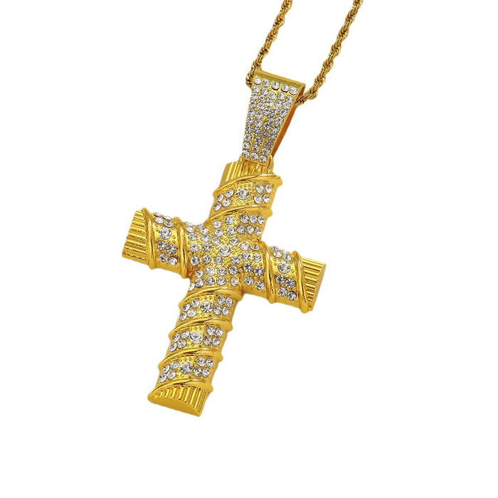 Wholesale New Personalized Full Diamond Cross Pendant Cuban Necklace Street Pendant Accessories
