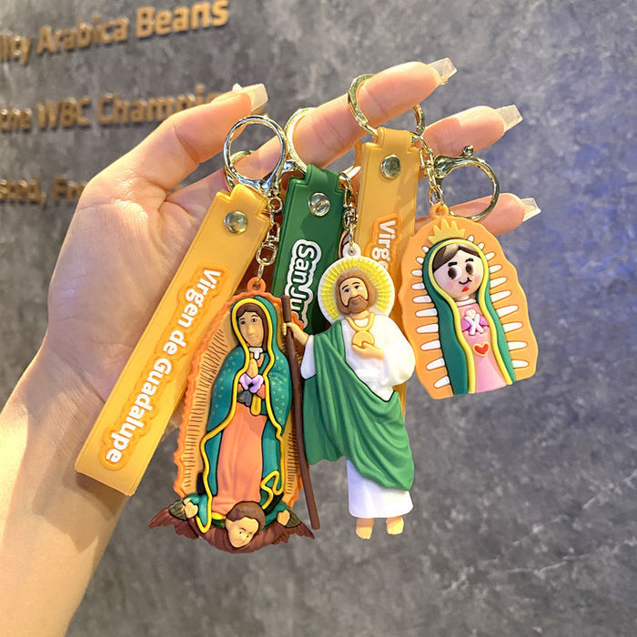 Wholesale Jesus Saint Keychain Pendant PVC Soft Glue Virgin Bag Car Key Chain Jewelry Gift