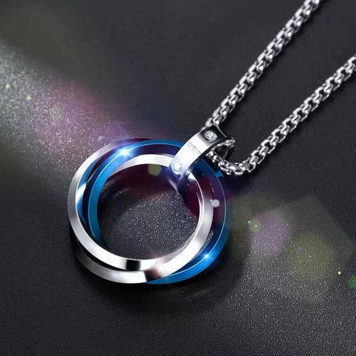 Wholesale Three Ring Diamond Pendant Stainless Steel Necklace JDC-NE-Zheq010