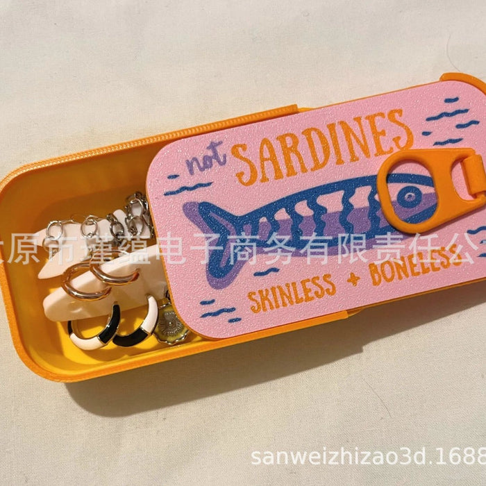 Wholesale Plastic Sardine Tin Jewelry Box Fishbone Earring Organizer European Style Boutique Resale