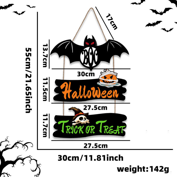 Wholesale  Wooden Listing Courtyard Home Party Decoration Wooden Plate Pendant Ghost  Web Door Plate Pendant