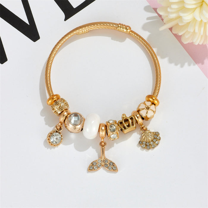 Wholesale Butterfly Little Swan Pendant Stainless Steel Beaded Charms Bracelets