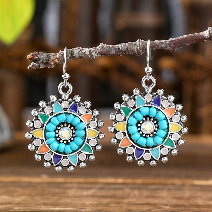 Wholesale Bohemian Geometric Turquoise Earrings Zinc Alloy Fashion Accessory MOQ≥2