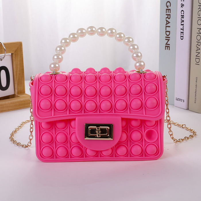 Wholesale Large Bubble Pearl Portable Silicone Bag Women's Crossbody Shoulder Bag