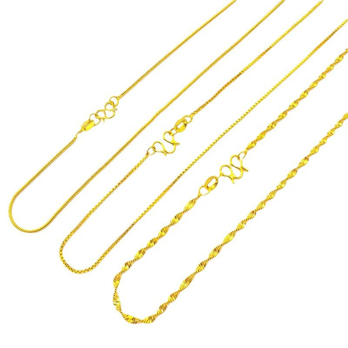 Wholesale Gold plated necklace, snake bone chain, box chain, water ripple collarbone chain, fashionable and versatile necklace