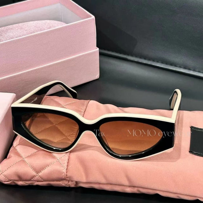 Wholesale Sunglasses, brown lenses, narrow frame sunglasses, panda black and white color scheme