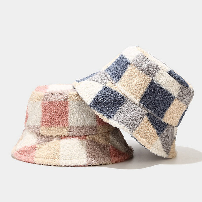 Wholesale Autumn and Winter Plaid Warm Bucket Hat JDC-FH-LvYi058