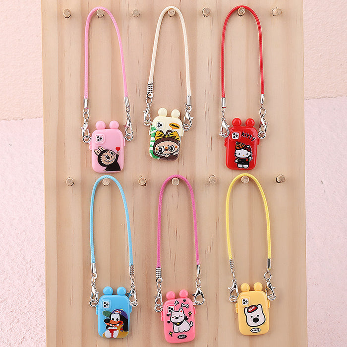 Wholesale Dollhouse Mini Cartoon Phone Case Pendant Model Creative Neck Accessory Plush Hanging Ornament
