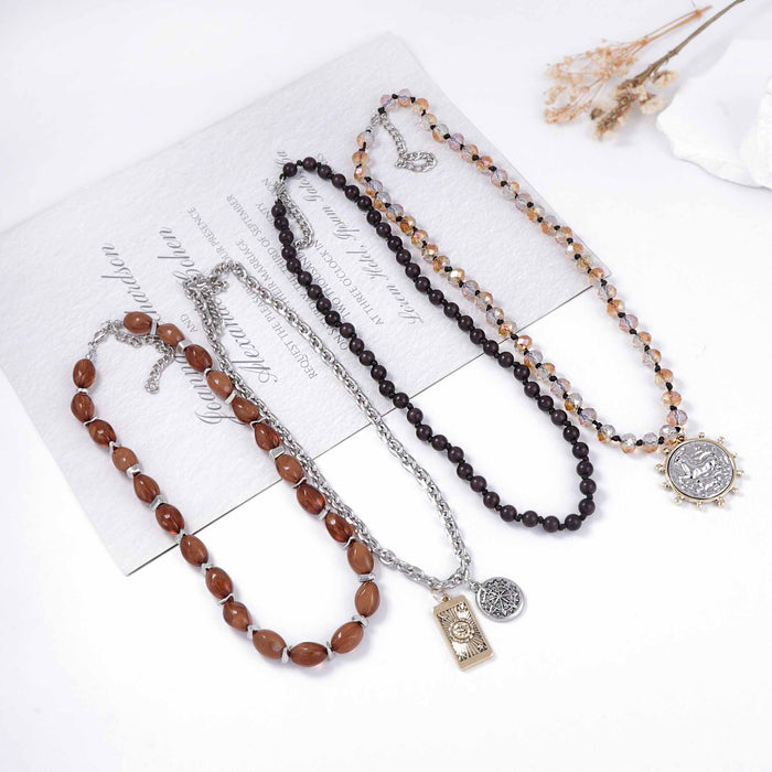Wholesale Four-piece Set Multi-layer Alloy Geometric Coin Pendant Necklace