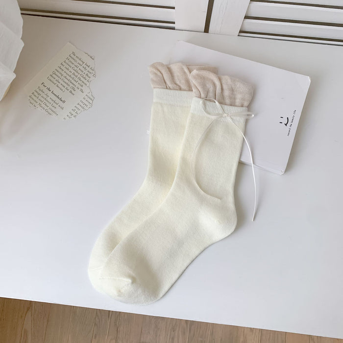 Wholesale Sweet ballet style bow socks with versatile design and stacking