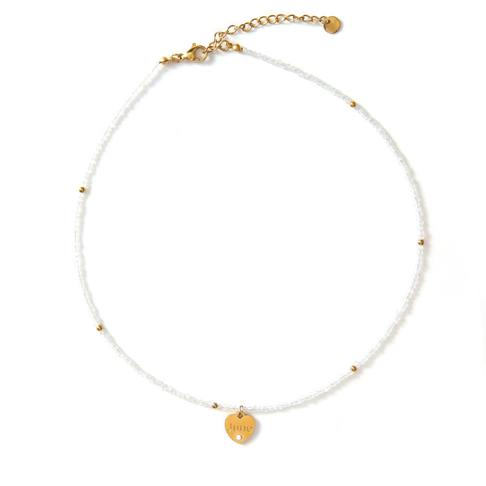 Wholesale New personalized multi-faceted natural stone necklace with stainless steel heart and diamond necklace color preservation