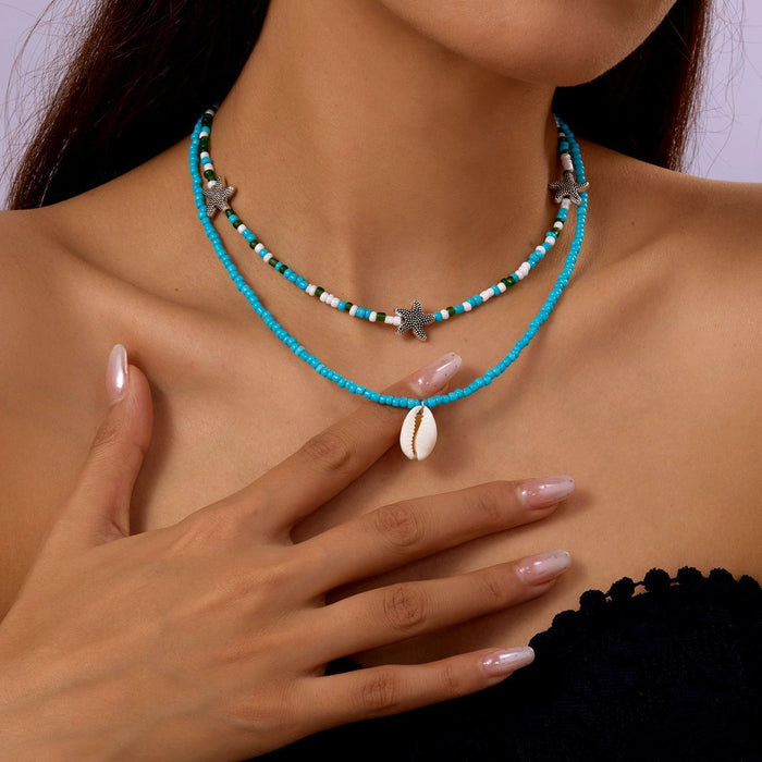 Wholesale Natural Shell Necklace Women Beaded Light Luxury Necklace Bohemian Niche Design