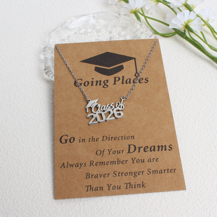Wholesale 2026 Creative Graduation Gift: Matte Gold Graduation Cap Stainless Steel Necklace