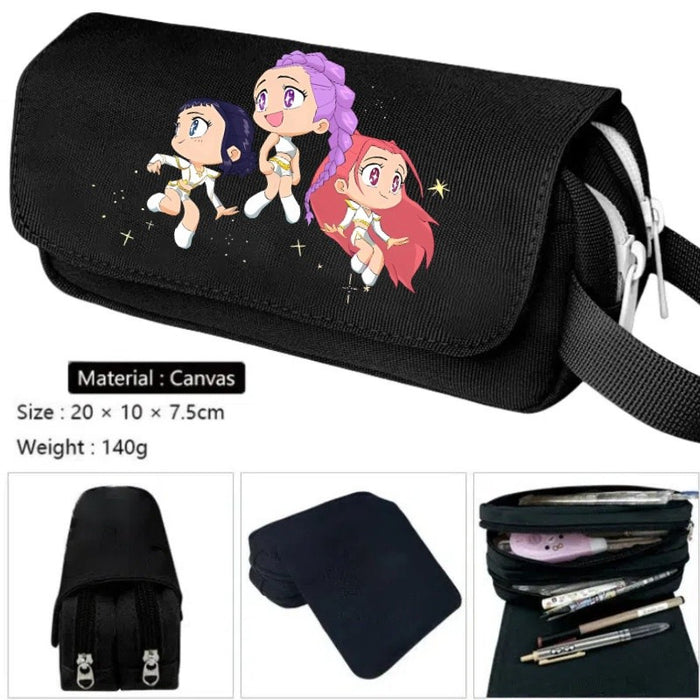 Wholesale Cartoon Print Large Capacity Double-Layer Handheld Pencil Case Stationery Bag Pencil Bag