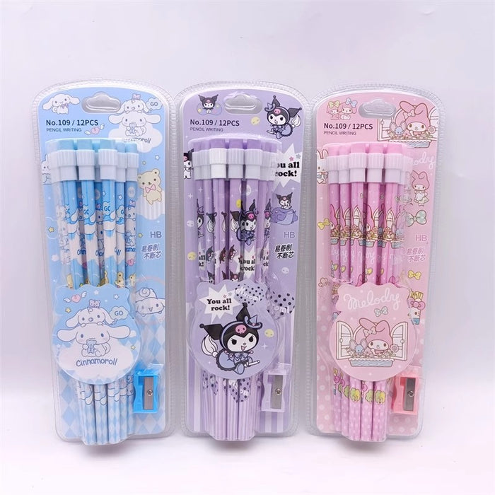 Wholesale 12 wooden pencils with a pencil sharpener