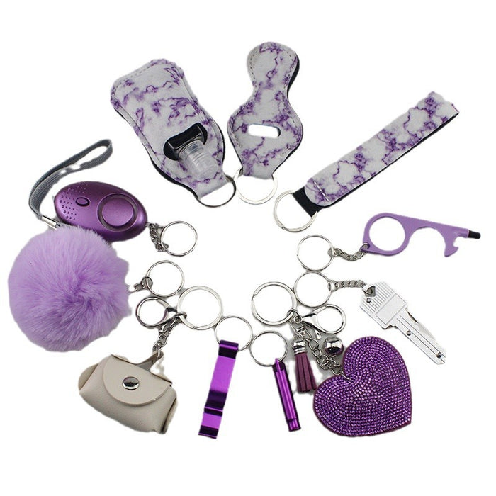 Wholesale Hair Ball Diamond Love Multifunctional DIY 11-piece Keychain JDC-KC-TouMS049