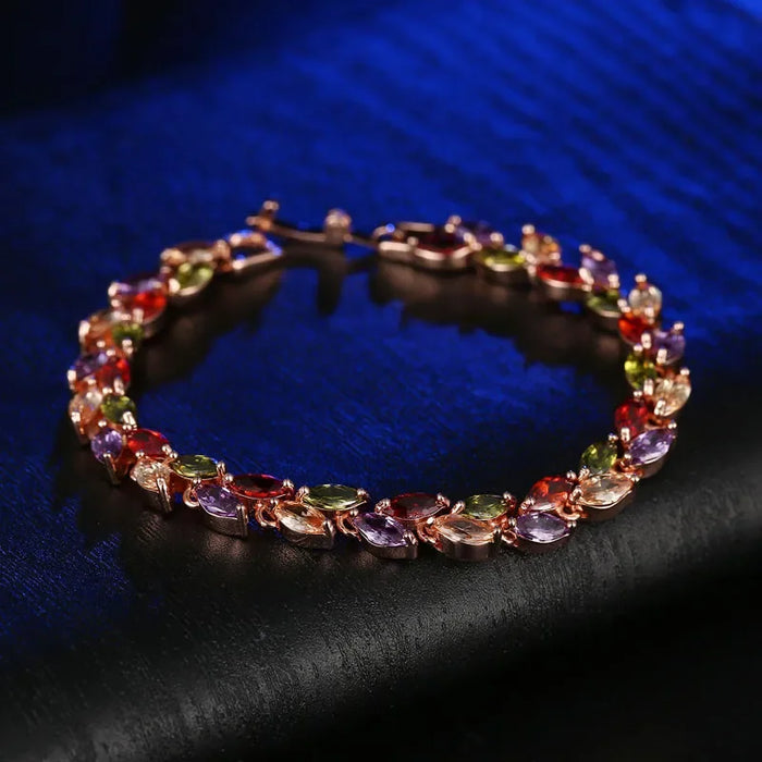 Wholesale Crystal Willow Leaf Bracelet Bracelet Jewelry Fashion Copper Zircon Bracelet
