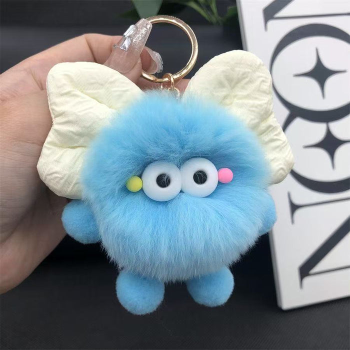 Wholesale Cute plush butterfly knot charcoal ball pendant keychain