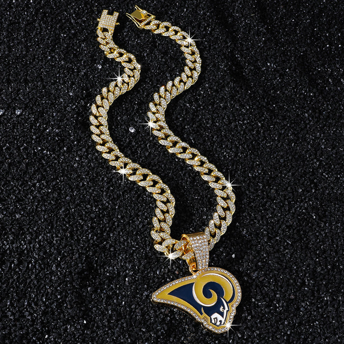 Wholesale Hip-Hop Football Team Logo Necklace