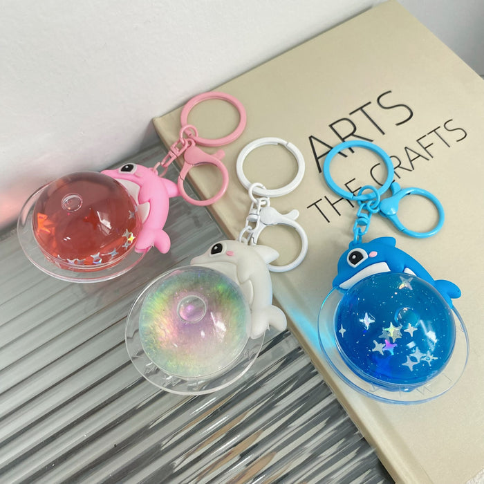 Wholesale Creative Dolphin Liquid Keychain Cartoon Marine Animal Accessories Pendant Student Bag Hanger
