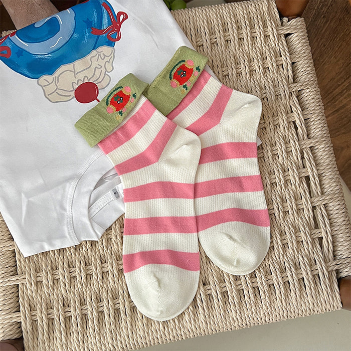 Wholesale College style ruffled cute cartoon combed cotton