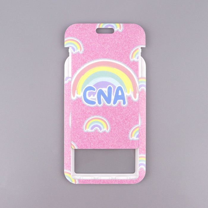 Wholesale Heart-shaped work ID card holder with phone lanyard Keychain and sliding hard case