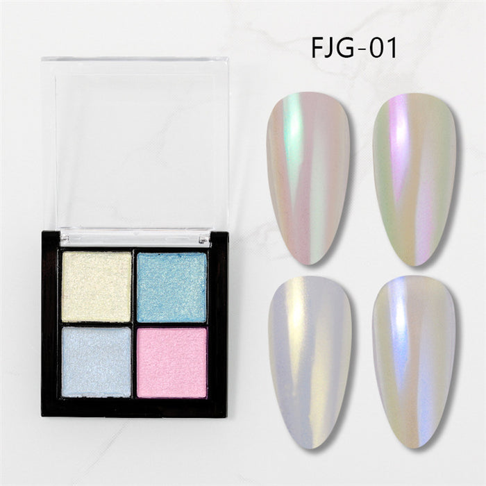 Wholesale Nail art four-color magic mirror powder, laser powder, two-color solid powder