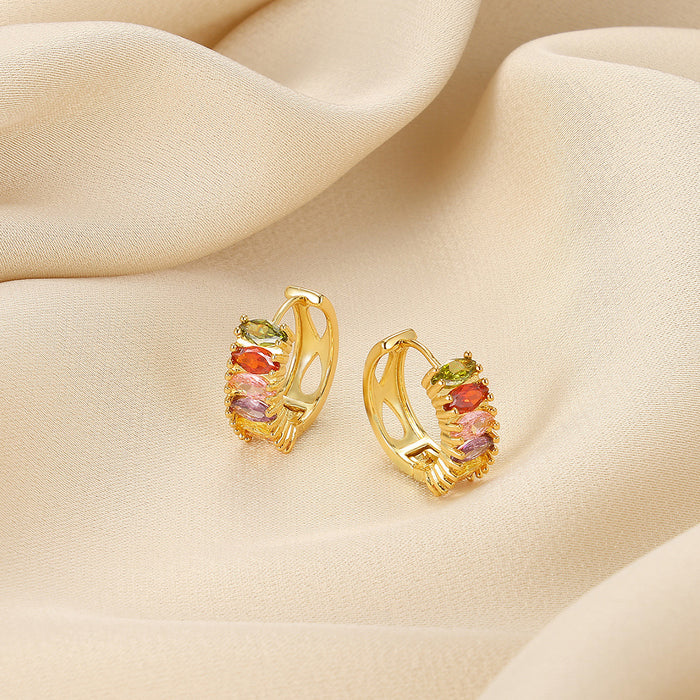 Wholesale Copper-Plated 18K Gold Earrings Elegant Hoop Light Luxury Earrings