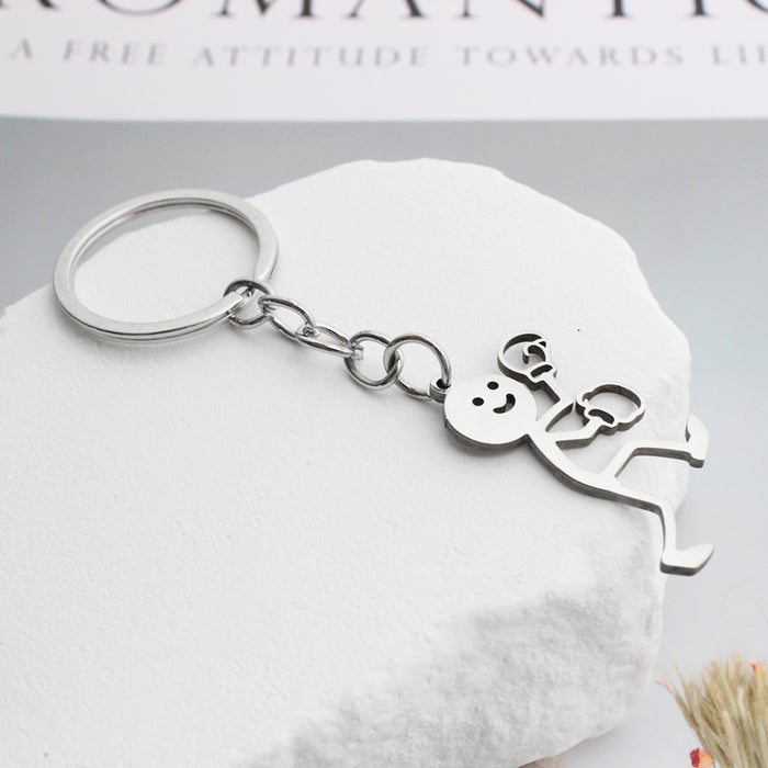 Wholesale Stainless steel keychain sports matchstick couple style keychain funny accessories