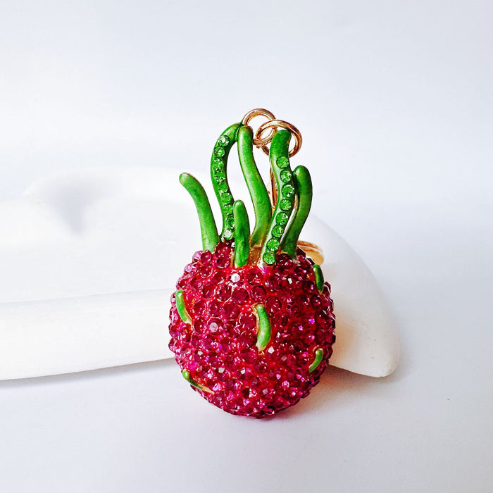 Wholesale Cute Rhinestone Strawberry Pineapple Fruit Alloy Keychain JDC-KC-ZhanLun003