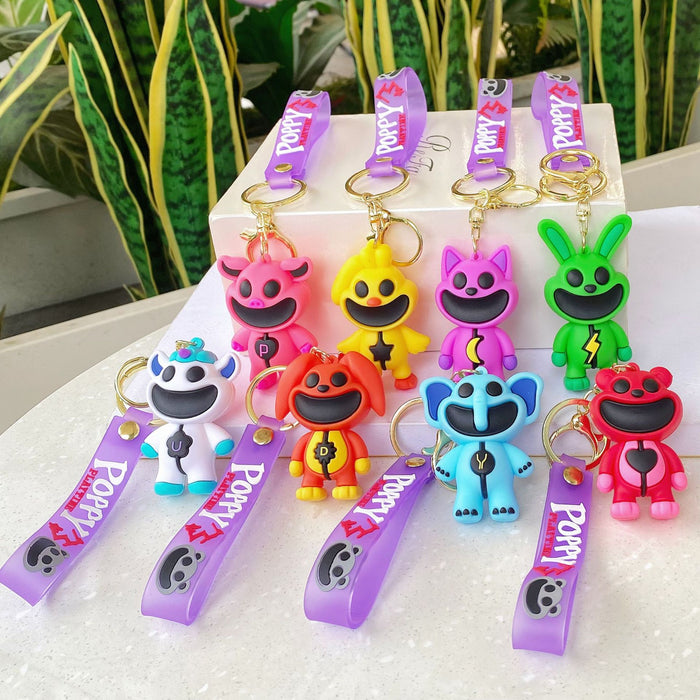 Wholesale Cute silicone smiling animal keychain