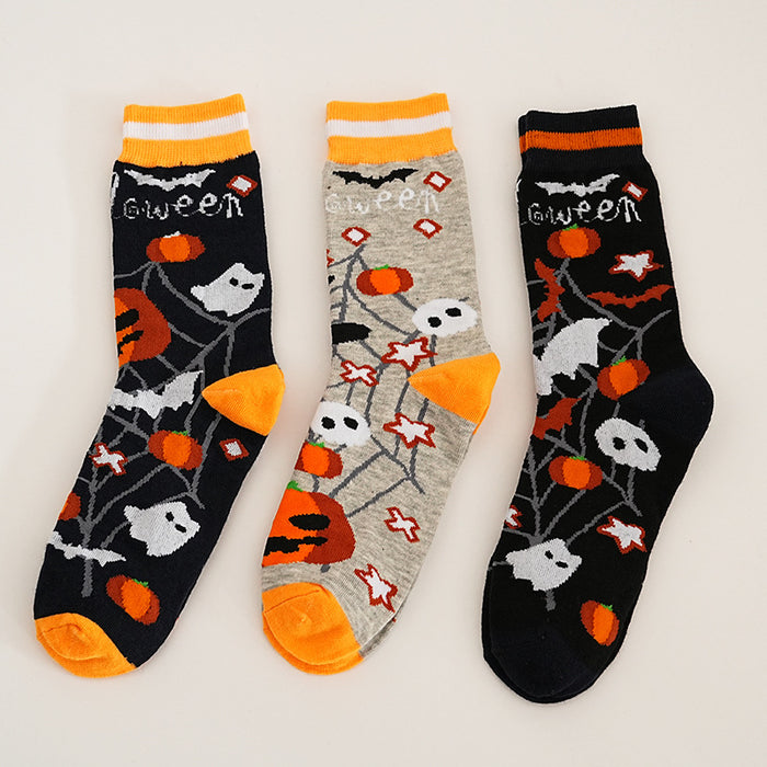 Wholesale  element pattern pumpkin ghost skull autumn and winter style warm breathable mid-tube socks