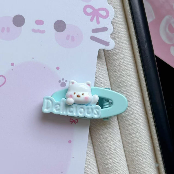 Wholesale White Bear Hair Clip Cartoon Pink Hollow New Style Girl's Side Bangs Hair Accessories