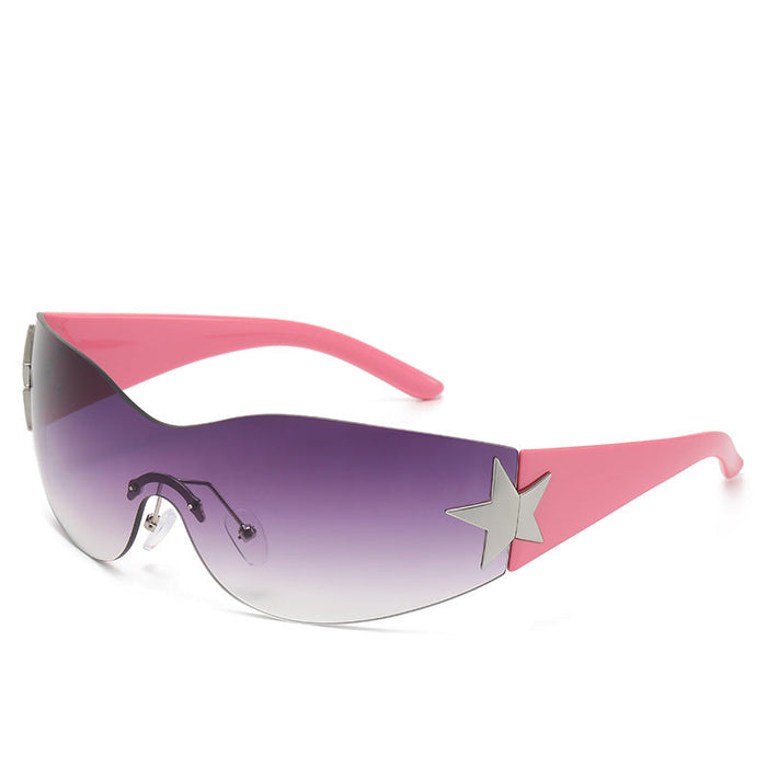 Wholesale Sunglasses integrated pilot sunshade sunglasses pentagram glasses