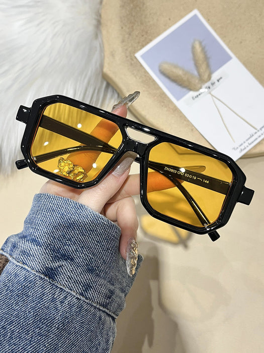 Wholesale New Fashionable Large Box Double Beam Cross border Sunglasses, Retro Art Style Sunglasses