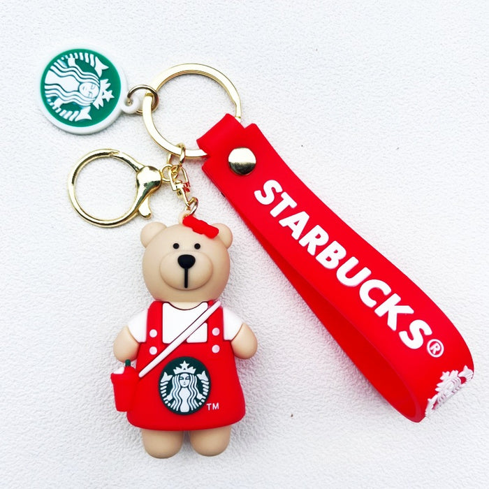 Wholesale Soft rubber cute bear cartoon keychains