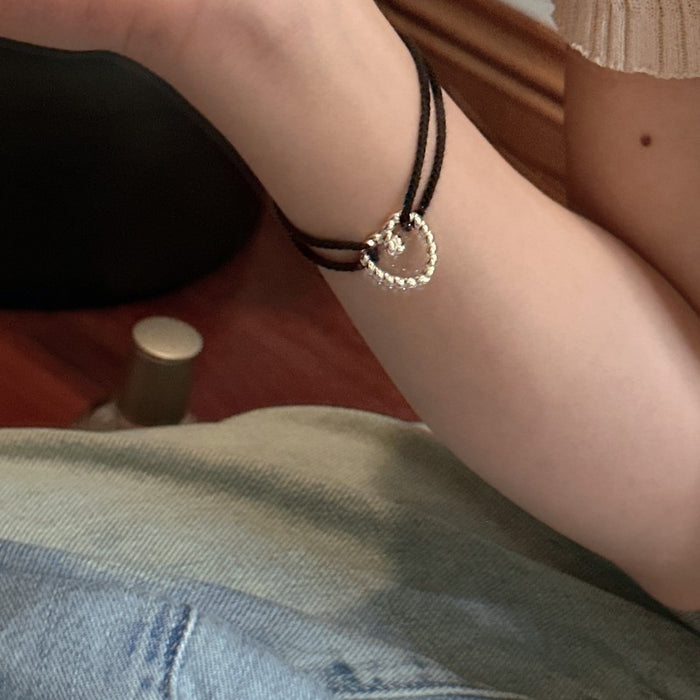 Wholesale Pure silver bracelet with a niche design that can be layered with a heart-shaped colored bracelet jewelry