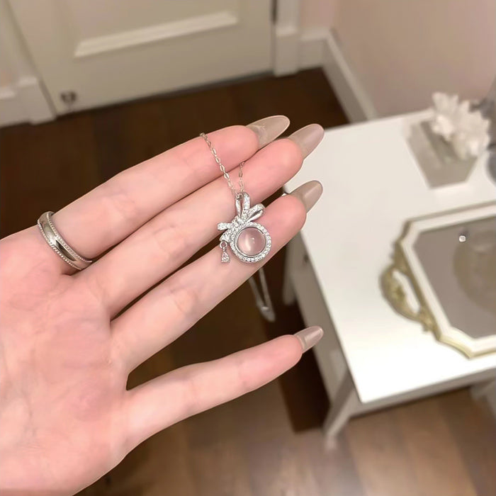 Wholesale Butterfly gemstone necklace with diamond inlay pendant, light luxury titanium steel, colorfast collarbone chain