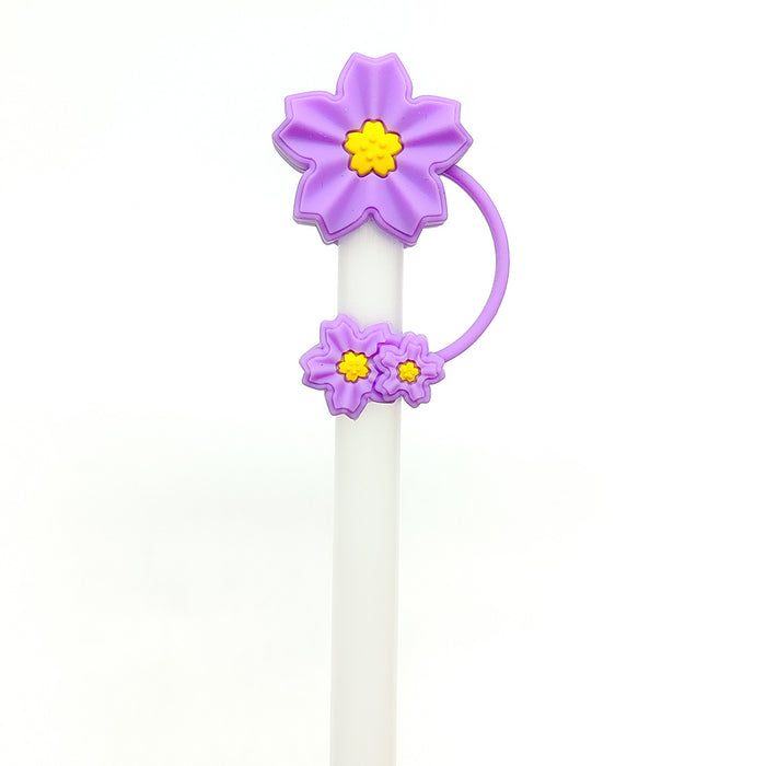 Wholesale 10pcs Flower straw cap food grade silicone straw cap suction tube cover dust cap