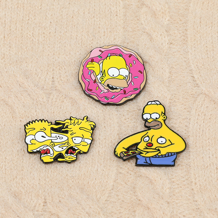 Wholesale Cartoon Simpsons Brooch Alloy Oil Dropping Badge Bag Clothes Accessories