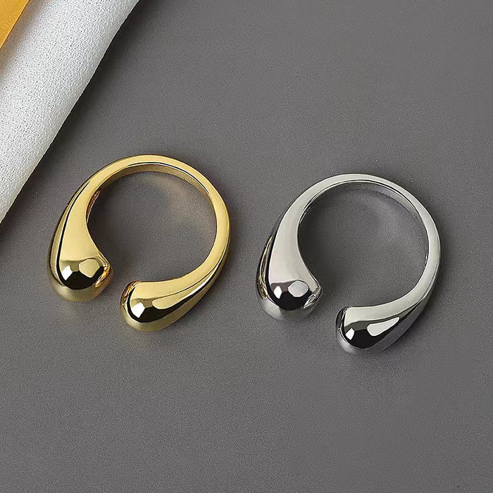 Wholesale New Fashionable Open Water Drop Ring, Simple Irregular Ring, Alloy Plated, Niche Personalized Jewelry