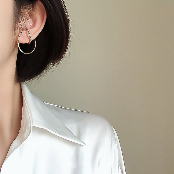 Wholesale  gold-plated minimalist line niche design  irregular ear hook without ear hole ear clip earrings