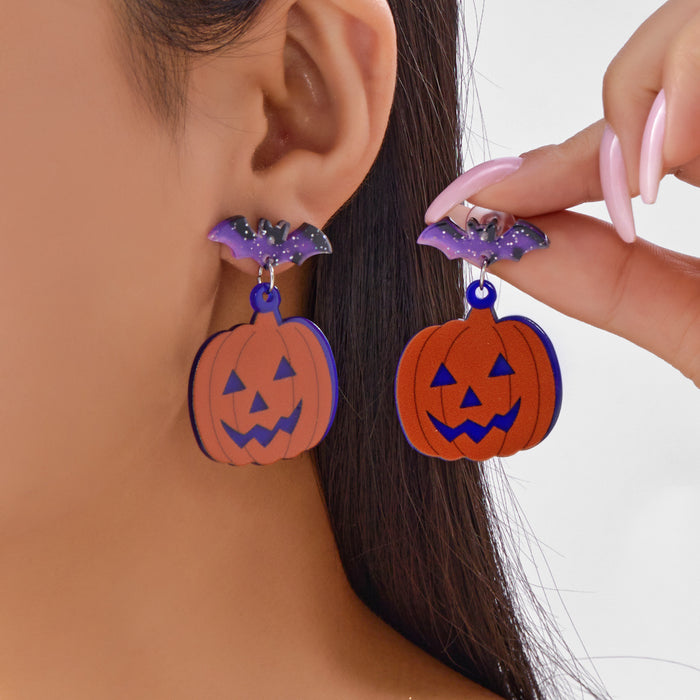 Wholesale  element earrings funny cartoon acrylic heart ghost pumpkin smiley face earrings for women