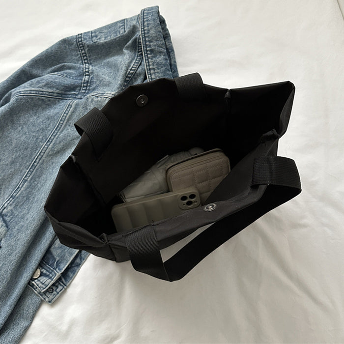 Wholesale Solid color large capacity canvas shoulder bag, simple commuting tote bag, shopping bag