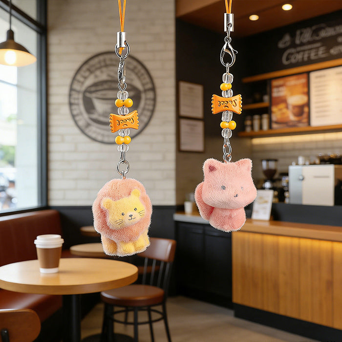 Wholesale Flocked Lion and Fox Series Keychains