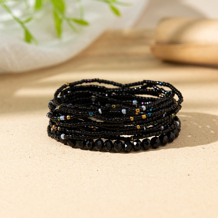 Wholesale Colored rice bead bracelet female multi-layer stacked elastic bracelet